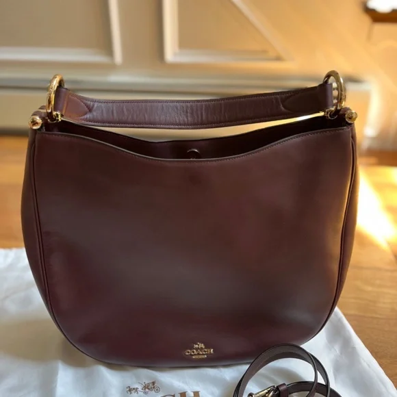 Coach Nomad Hobo Glove Tanned Leather Oxblood - Picture 2 of 12